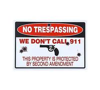 Dojune-Large Metal No Trespassing Sign, Warning We Don't Call 911 Signs House Yard Valla