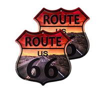 dojune - Paquete de 2 carteles de metal vintage Route 66 con carretera