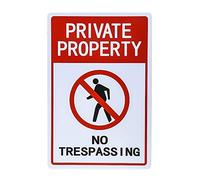 Dojune-Private Property Signs, No Trespassing Sign Metal Warning Trespass Yard Sign