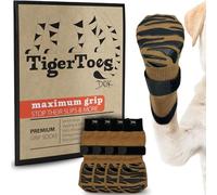 DOK TigerToes Calcetines antideslizantes de alta calidad para suelos de madera dura, agarre extragrueso que funciona incluso cuando se retuerce, evita lamer, resbalar e ideal para protección de patas