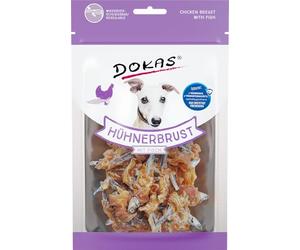 Dokas - Snack Premium sin Cereales con Forma de gallina y Pescado para Perros - Ideal para intercalar