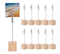 Dokeno 10 Piezas Foto Titular Memo Clip, Pinza Portafotos con Base de Madera y Pinza de Cocodrilo Portanotas Soporte Para Tarjetas para Decoración de Oficina Boda Fiesta Hogar