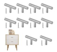Dokeno 10 Piezas Tiradores Cocina de Acero Inoxidable, 5×3.2cm Tiradores Acero Inoxidable T en Forma con tornillos para muebles de dormitorio gabinete, plata
