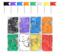 Dokeno 160 Piezas Chinchetas de Bandera para Mapa, 3.5 cm Chinchetas de Plástico Chinchetas de Colores Banderas Marcadoras con 8 Cajas para Anuncios Tablón y Mapa