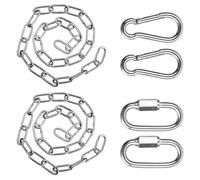 Dokeno 2 Piezas 0.6 cm Cadena de Acero Inoxidable 304 0.3 mm Cadena de Metal Acero inoxidable con Mosquetón Cadena de Acero Redondo de Eslabones Largos para Colgar en Vallas, Cadena de Perro para Ca