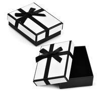 Dokeno 2 Piezas Cajitas Regalo Pequeñas, 9×7×3 cm Cajas para Regalos con Cinta Caja de Regalo Cuadrada con Acolchado de Espuma Cajas Regalo Carton para Collar Pulsera Anillo y Más