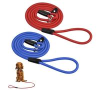 Dokeno 2 Piezas Correa de Perro Ajustable Correa Retriever Correa de Entrenamiento de Perros 1,3m Anti-Tirón Correa de Adiestramiento para Perros Medianos y Grandes (Rojo+Azul)