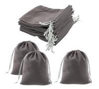 Dokeno 20 Bolsas de Joyería, Bolsas de Terciopelo para Joyería, Dulces Bolsas de Regalo con Cordones de Terciopelo Suave, Bolsas para Joyería, Boda Fiesta 12x15CM (Gris)