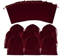 Dokeno 20 Piezas Bolsas de Joyería, Terciopelo para Joyas y Dulces, Bolsas de Regalo con Cordones Suaves, 12x15CM(Rojo Vino)