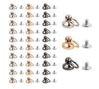 Dokeno 30 Piezas Remaches de Latón 3 Colores Remache de Metal con Anillo de Tracción Hebilla Remaches de Botón de Metal de 10mm Anillo en O Clavo Tornillo de Metal DIY Cuero Craft Monedero Accesorios