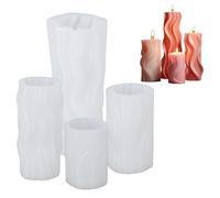 Dokeno 4 Piezas Moldes para Velas 3D de Silicona, Kit DIY para Fabricación de Velas Aromáticas y Jabones, Moldes Cilíndricos y de Forma Especial, Herramienta de Manualidades para Decoración y Regalos