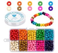 Dokeno 500 Piezas Abalorios de Circulos de Madera para Manualidades, Abalorios Madera Redonda para Joyas y Pulseras