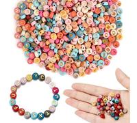 Dokeno 500 Piezas Cuentas de Letras de la A a la Z Abalorios Letras Redondas Perlas de Acrílico de Colores 7mm Cuentas Redondas de Acrílico Kits de Cuentas de Letras para DIY Collar Pulsera