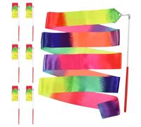 Dokeno 6 Piezas Cinta de Baile para Niños, Cintas de Gimnasia Rítmica de 2 Metros con Varilla de 30 Cm, Cinta Giratoria Niños para Gimnasia Baile Artístico Entrenamiento Regalos de Cumpleaños