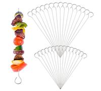 Dokeno Brochetas de Acero Inoxidable 30 Unidades, Pinchos Reutilizables para Barbacoa, Parrilla y Hoguera, 15cm y 20cm