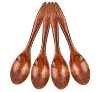 Dokeno Cuchara de Madera Natural Eco-friendly Vajilla Cucharas de Servir de Madera Accesorios de Cocina para Miel Sopa Café Té 4 Piezas