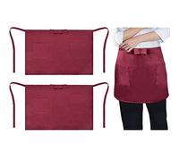 Dokeno Delantale de Cintura, 2 Pcs Mandiles de Cocina para Hombre y Mujer, Delantales de Cocina de Media Longitud con 2 Bolsillos, Cintura Corta Impermeable para Restaurante, Bistro, Camarero