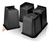 Dokeno Elevadores para Muebles de Cama, Juego de 4 Elevador de Muebles 10/15/20cm, Muy Resistentes hasta 2721,6g Diseño en Forma de L Cama Levanta Bloques para el sofá de Escritorio, Negro (8 Zoll)