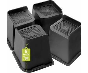 Dokeno Elevadores para Muebles de Cama, Juego de 4 Elevador de Muebles 10/15/20cm, Muy Resistentes hasta 2721,6g Diseño en Forma de L Cama Levanta Bloques para el sofá de Escritorio, Negro (6 Zoll)