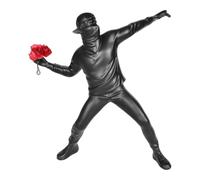 Dokeno Estatua de Banksy Figura, El lanzador de flores, Esculturas Arte abstracto Moderno Decoración Arte callejero Negro