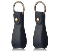 Dokeno Llavero de Cuero, 2Pcs Llaveros de Piel Genuine con hebilla de metal, Llavero Cuero de Color Sólido Retro Llavero Piel para Coche para Mujeres Hombres, negro