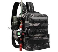 Dokeno Mochila de Pesca Hombres, Bolsa de Aparejos de Pesca, Mochila para Equipo de Pesca, Mochila de Pesca con Soportes para Caña, Mochila de Almacenamiento Accesorios para Senderismo Pesca Camping
