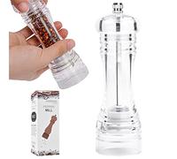 Dokeno Molinillo de Sal y Pimienta, 16,7CM Molinillo Acrílico de Pimienta con Molino de Cerámica Molinillo de Especias Manual Transparente para Pimienta, Sal de Roca, Hierbas Secas