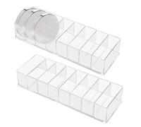 Dokeno Organizador De Maquillaje, 2 Piezas Soporte Paletas Maquillaje con 8 Compartimentos, Organizador de Paleta Transparente, Makeup Organize para intalabios, Ojos, Coloretes, 25,5 × 8,8 × 4,7 CM