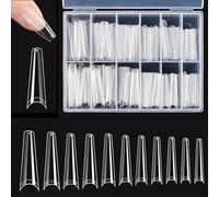 Dokeno Puntas de Uñas Postizas Transparente, 240Pzs Falsas Tips Uñas Extra Largas Curvadas en C Media Cubierta Uñas Extensión, Claro Uñas Artificial Natural Francesas para Salónes Manicura Arte DIY