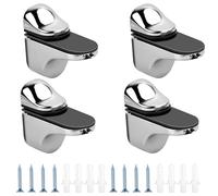 Dokeno Soporte de Vidrio, 4 Piezas Soportes Metálicos de Cristal, Abrazaderas de Vidrio Ajustables, Soportes Estanterias Aleación de Zinc para Pisos de Vidrio Y Madera Hasta 3-20 MM de Grosor Máximo