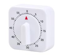 Dokeno Temporizador de Cocina Mecánico, Temporizador de 60 Minutos de Cuadrado para Casa Cocinar Hornear, Blanco Temporizador Mecánico de Cuenta Atrás, Temporizador Manual con Alarma (Blanco)