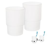 Dokeno Vaso Esmerilado de Cristal para Cepillo de Dientes, 2 PCS, Reutilizable, Montaje en Pared, Taza de Baño para Hoteles y Restaurantes