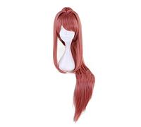 Doki Doki Literature Club Monika Pelucas DDLC 100cm Largo Resistente al Calor Pelo Sintético Perucas Anime Cosplay Peluca + Gorro de Peluca