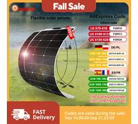 DOKIO 200W (dos 100W) panel solar flexible de 18V panel solar monocristalino impermeable camping RV hogar carga de batería de 12V 200W