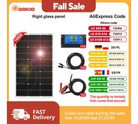 DOKIO-Kit de Panel Solar rígido para el hogar, dispositivo de carga monocristalina impermeable, batería de 12V con controlador de 10A, Cable de 8M, DSP-100, 18V, 100W Rigid 100W