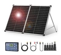 DOKIO Maleta solar plegable portátil de 100 W, 12 V, monocristalina, con controlador de carga impermeable