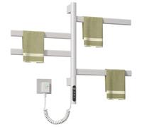 DOKKOME Toallero eléctrico con rotación de 180°, 220 V, 71 W, con temporizador y termostato, 30-70 ℃, color blanco
