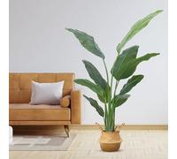 DOKKUME Planta artificial de 120 cm, pájaro del paraíso artificial, palmera tropical con 9 hojas, árbol de plátano de plástico, planta de palmera en maceta, decoración para salón, vestíbulo, oficina