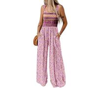 Dokotoo Mono Mujer Verano Elegante Monos de Vestir Estampado Floral Peto de Pierna Ancha con Bolsillos Conjunto Vestidos