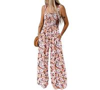 Dokotoo Mono Mujer Verano Elegante Monos de Vestir Estampado Floral Peto de Pierna Ancha con Bolsillos Conjunto Vestidos