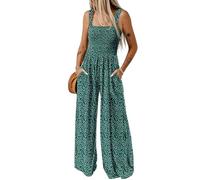 Dokotoo Mono Mujer Verano Elegante Monos de Vestir Estampado Floral Peto de Pierna Ancha con Bolsillos Conjunto Vestidos