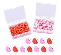 Dokpav 100 Piezas chinchetas Forma De corazón, Chinchetas de Mapa, chinchetas decorativas, Pins Aguja Fija, chinchetas para corcho mapas tablones de anuncios para hogar escuela uso oficina(Rosa, rojo)