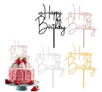 DOKRIN Adornos no comestibles para tartas,4 adornos de banderas para fiestas con temática de feliz cumpleaños