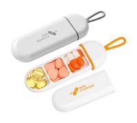 DOKRIN Ayudas de memoria en suministros y equipos médicos, dos mini pastilleros de bolsillo, compactos y portátiles, diseño de tres compartimentos, pastillero de viaje portátil