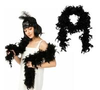 DOKRIN Boas para disfraces,Bufanda de plumas grandes negras de 2 m, decoración para bodas, fiestas, embalaje de ramo DIY, tira de plumas