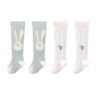 DOKRIN Calcetines para bebés niña,2 pares de medias de bebé finas, por encima de la rodilla, aptas para niñas de 0 a 1 año.