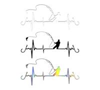 DOKRIN Calcomanías para automóviles, Paquete de 3 pegatinas de pesca con latidos del corazón personalizadas para ventanas portátiles y equipaje (blanco, negro y a color)