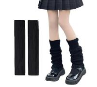 DOKRIN Calentadores para mujer, 1 par de calentadores de piernas de punto para mujer, 40 cm de largo, adecuados para otoño e invierno (negro)