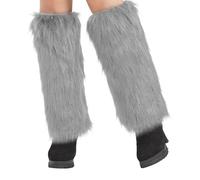 DOKRIN Calentadores para mujer,Calentadores de piel para mujer, cubrebotas suaves de piel sintética y calcetines cálidos hasta la rodilla (grises, 40 cm)