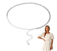 DOKRIN Cinturones para mujer 1 cinturón de mujer con brillantes y diamantes de imitación, cinturón de cadena con cristales, elegante cinturón para vestido de noche (plateado)